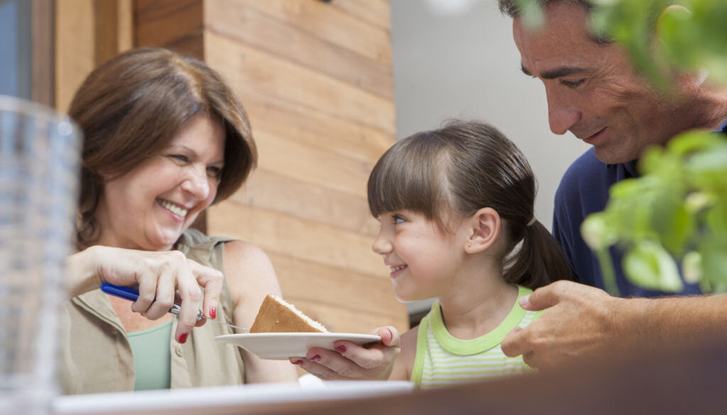 Hispanic family eating together