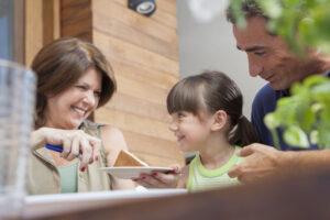 Hispanic family eating together