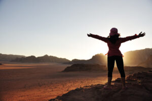 Freedom, girl, desert, sunset, beautiful scene