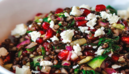 brown-lentil-chard-pomegranate-salad