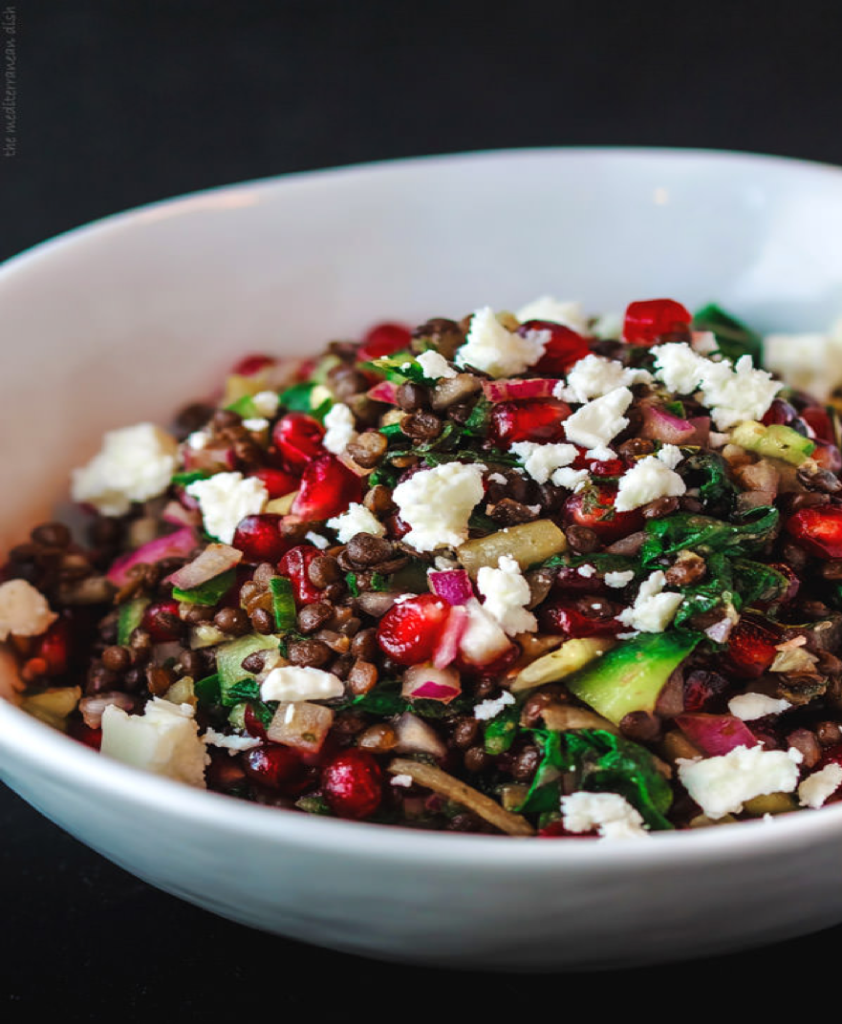 Brown Lentil, Swiss Chard and Pomegranate Salad with Ginger-Mint ...