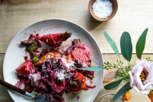 beets-with-pecorino-pecans-shishito-peppers