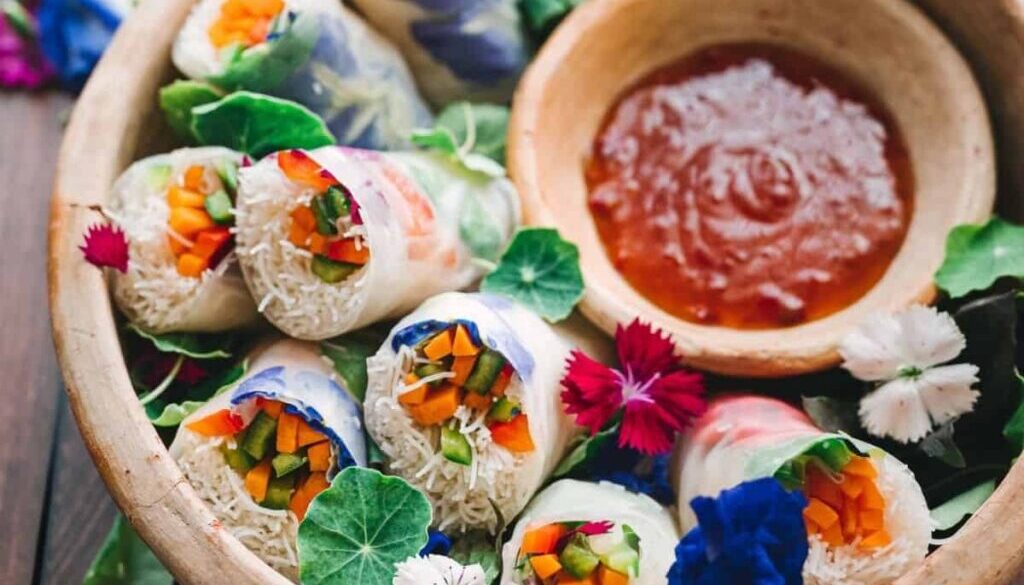 Flowers spring rolls