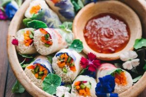 Flowers spring rolls